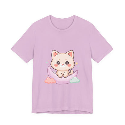 Kawaii Cat Moon T-Shirt for Cozy Night Owls