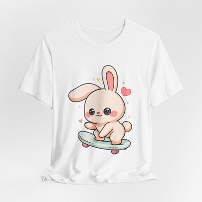 Kawaii Bunny Skateboard T-Shirt for Cute Style Fans