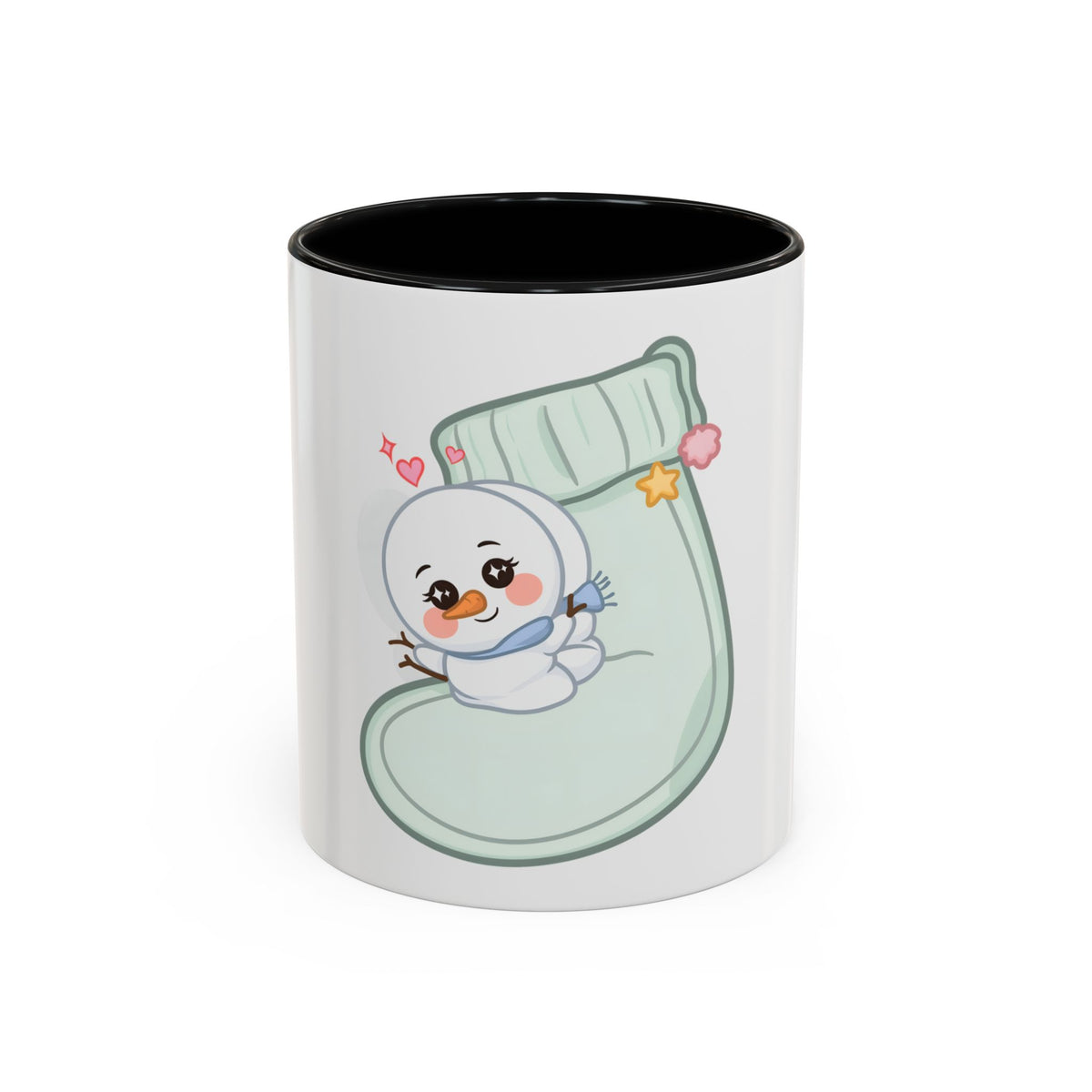 Christmas Snowman Accent Coffee Mug, Cute Holiday Gift