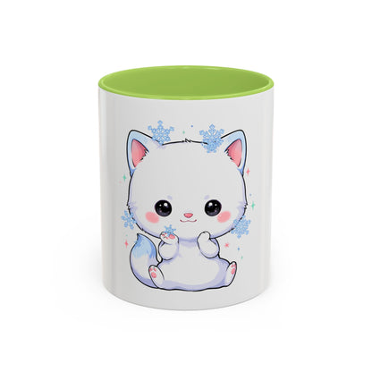 Kawaii Arctic Fox Accent Coffee Mug for Cozy Mornings