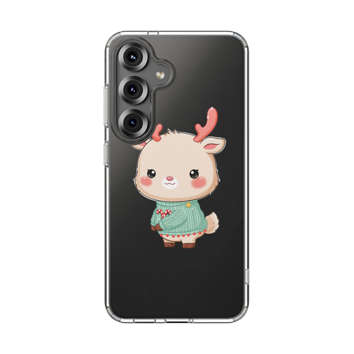 Kawaii Reindeer Clear Impact-Resistant Phone Case