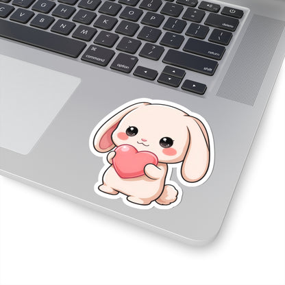Kawaii Bunny Sticker with Heart for Cute Decor