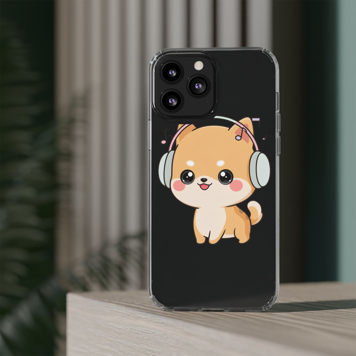 Kawaii Shiba Inu Phone Case – Music Lover Clear Case