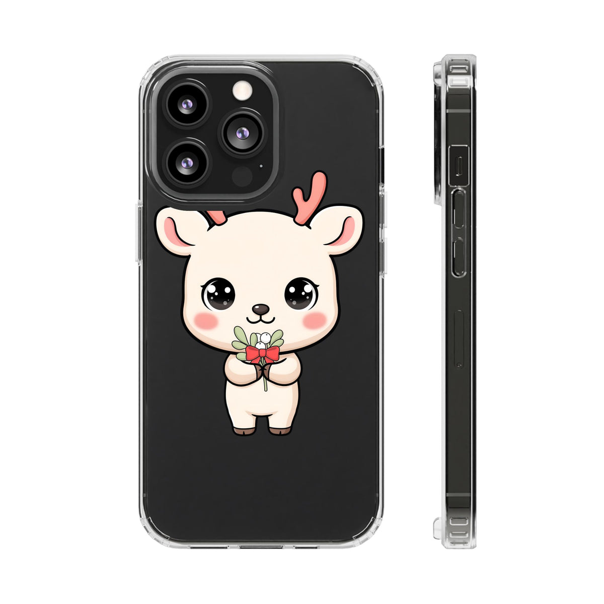 Kawaii Christmas Reindeer Clear Phone Case Gift