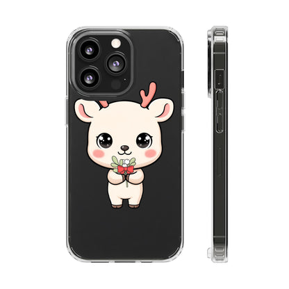 Kawaii Christmas Reindeer Clear Phone Case Gift