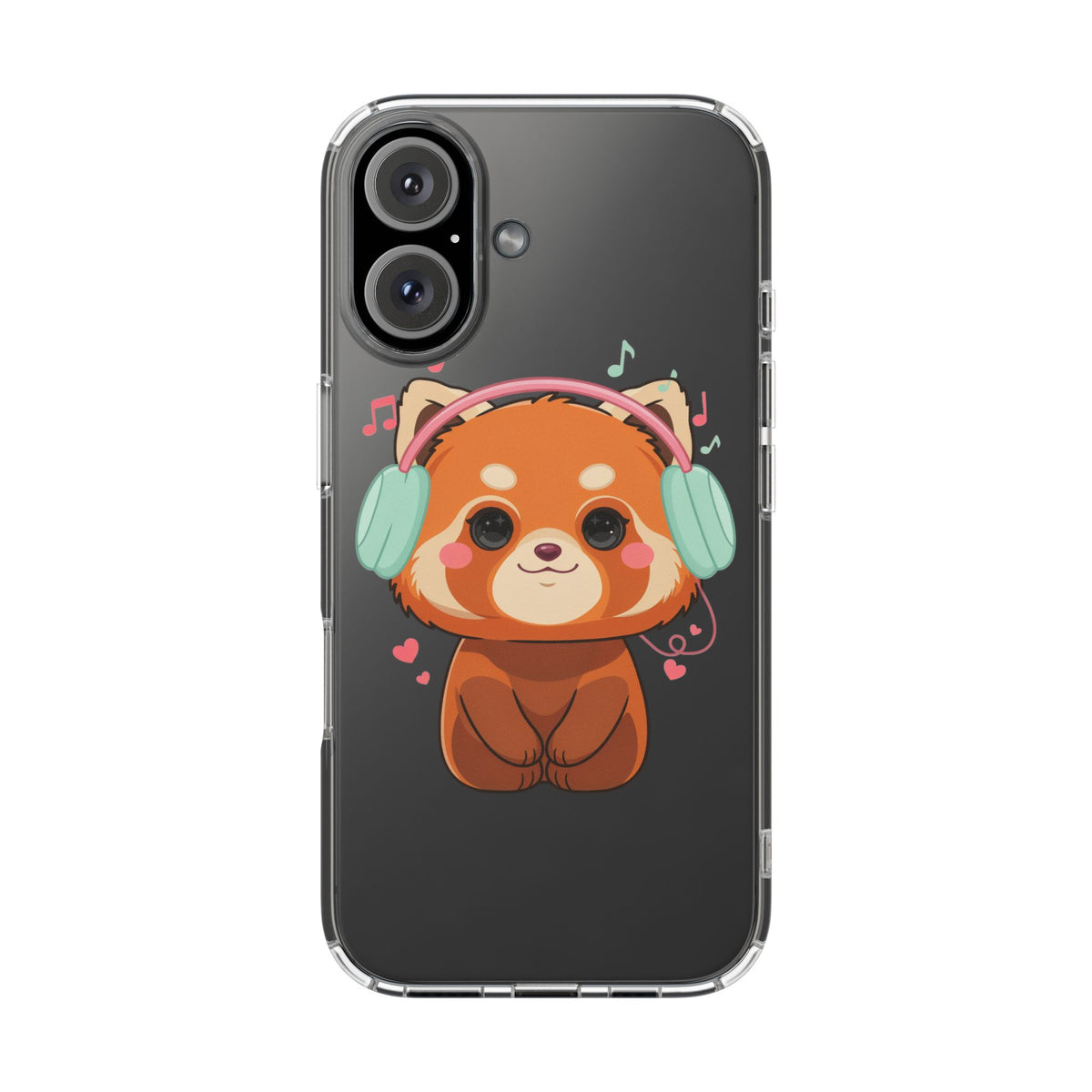 Red Panda Phone Case, Kawaii Music Lover Clear Case