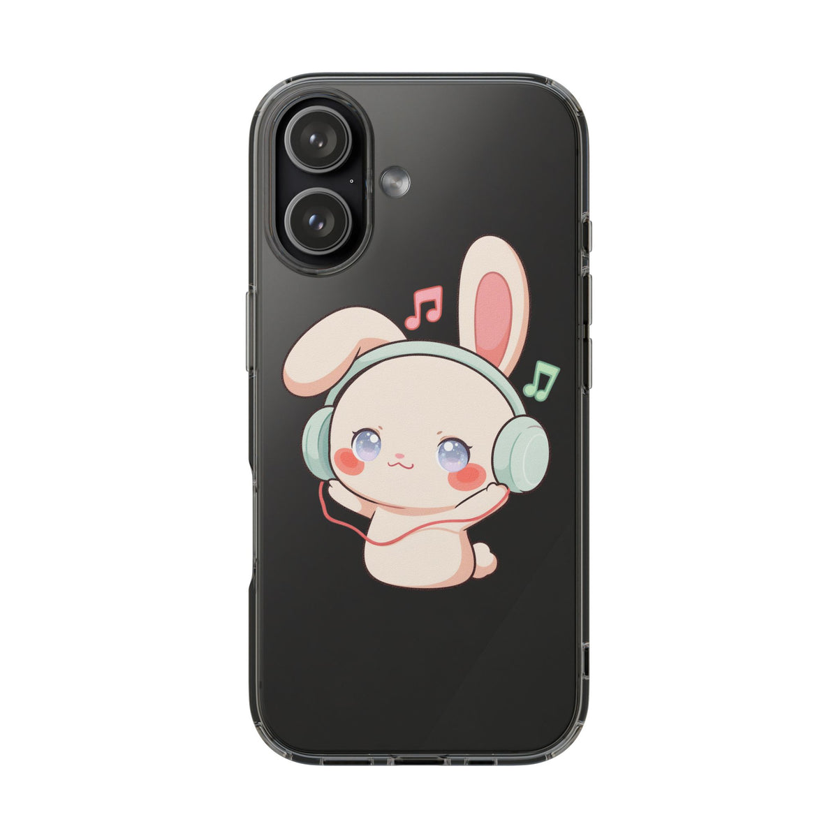 Kawaii Bunny Phone Case, Cute Music Lover Gift