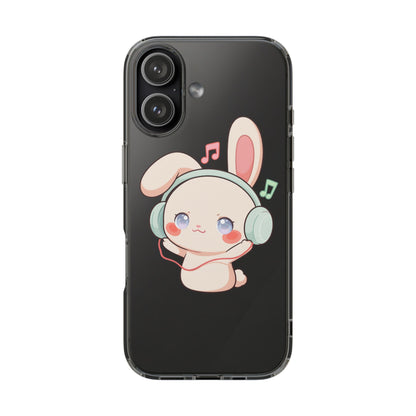 Kawaii Bunny Phone Case, Cute Music Lover Gift