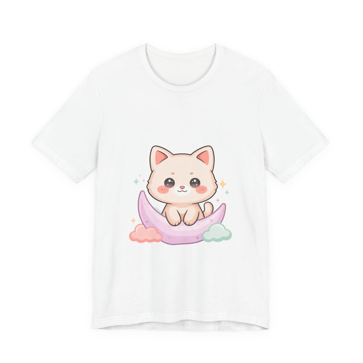 Kawaii Cat Moon T-Shirt for Cozy Night Owls