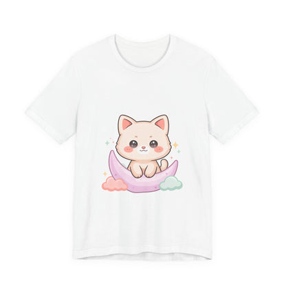 Kawaii Cat Moon T-Shirt for Cozy Night Owls