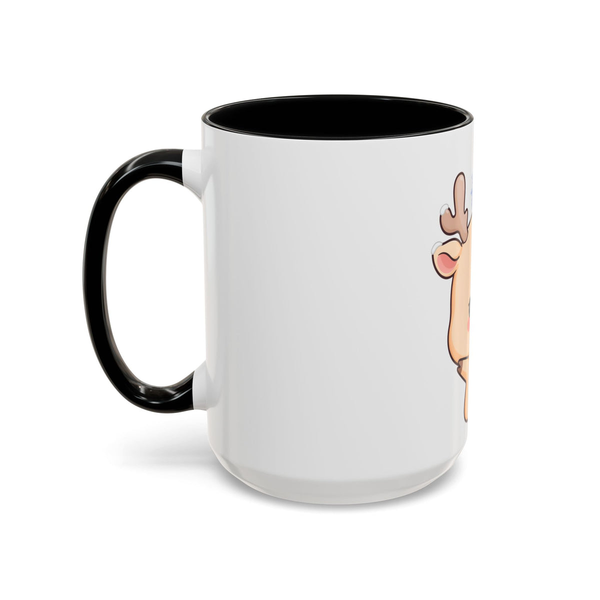 Kawaii Reindeer Accent Coffee Mug for Cozy Winter Sips