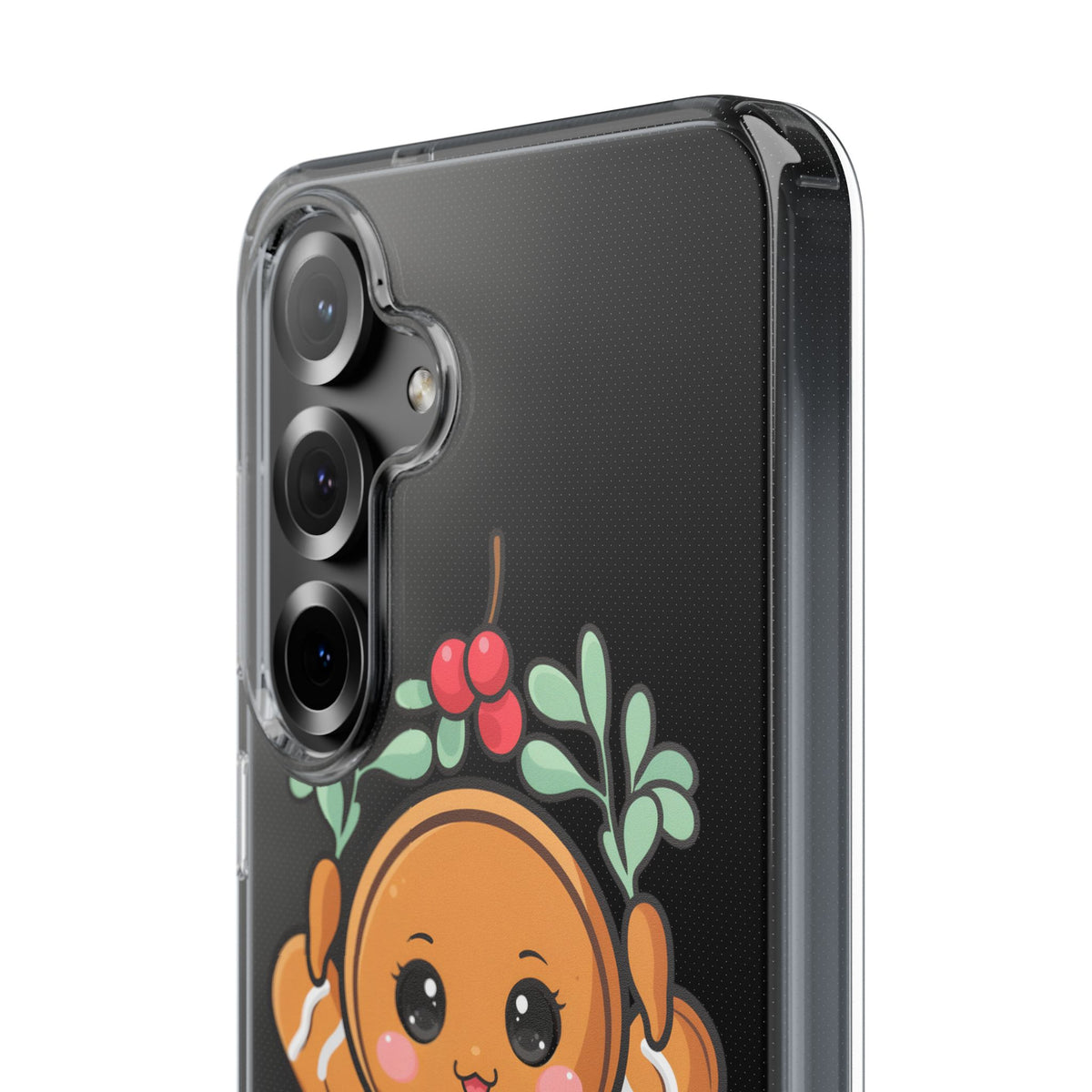 Kawaii Gingerbread Phone Case with Mistletoe Cheer