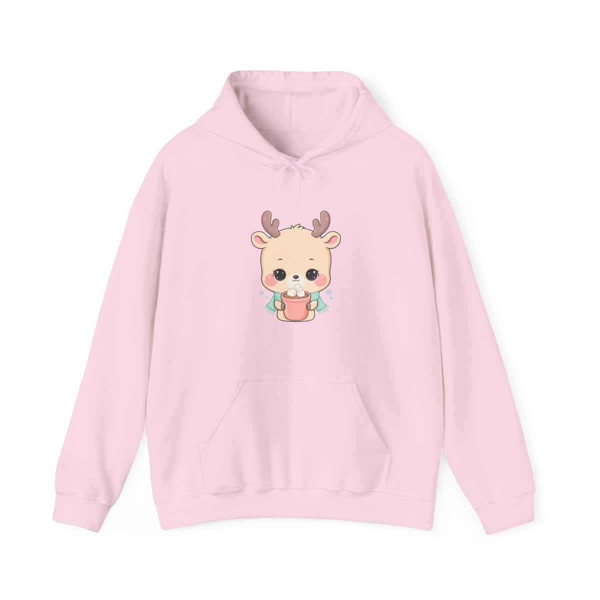 Kawaii Reindeer Hoodie, Cozy Hot Cocoa Sweatshirt