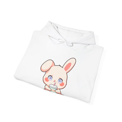 Kawaii Bunny Latte Hoodie, Cute Coffee Lover Sweatshirt