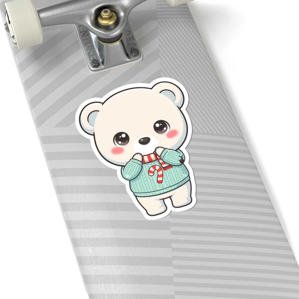 Kawaii Polar Bear Christmas Sticker for Cozy Holiday Cheer