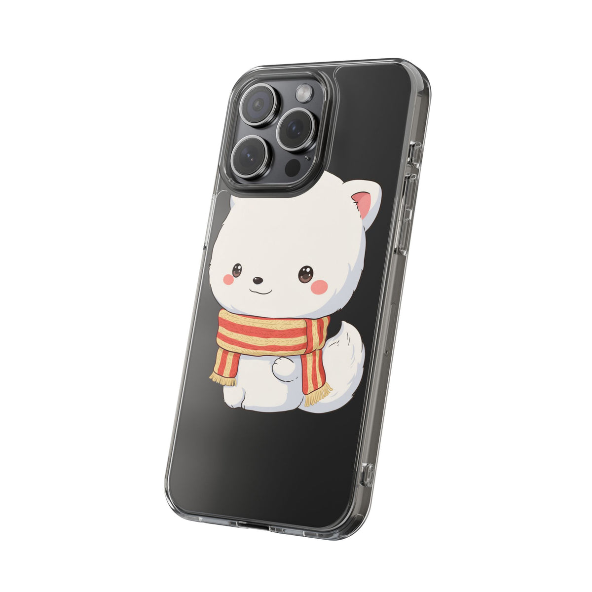 Kawaii Arctic Fox Phone Case, Cozy Christmas Scarf
