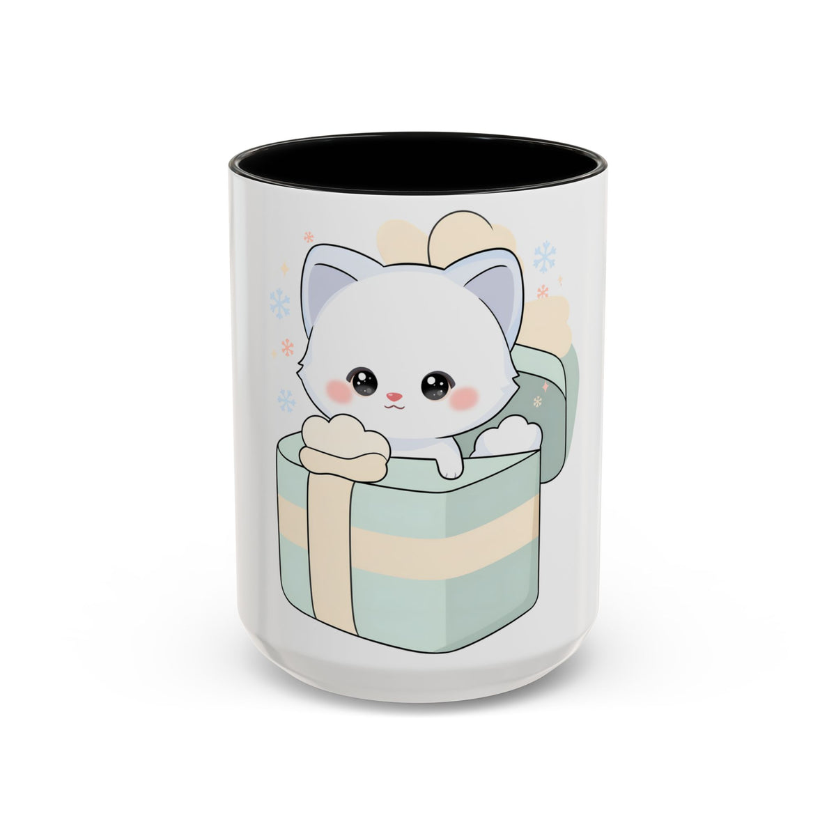 Kawaii Arctic Fox Mug, Cute Gift Box Accent Coffee Mug