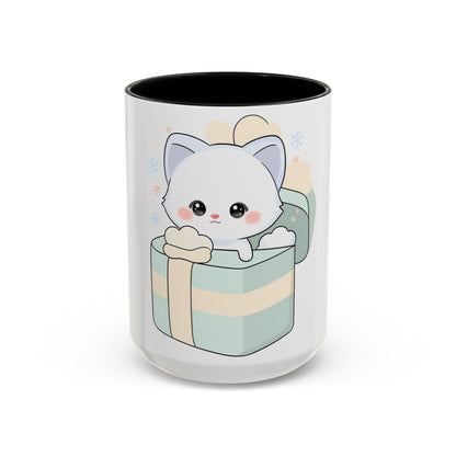 Kawaii Arctic Fox Mug, Cute Gift Box Accent Coffee Mug