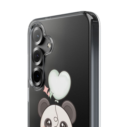 Kawaii Panda Clear Phone Case with Balloon