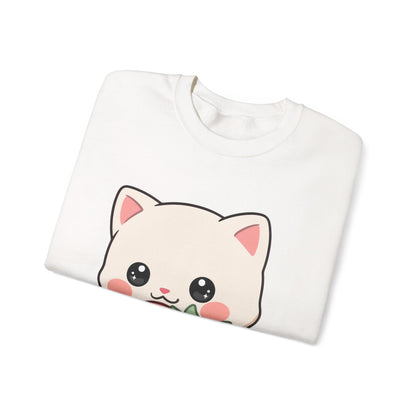 Kawaii Cat Strawberry Sweatshirt, Cute Chibi Crewneck