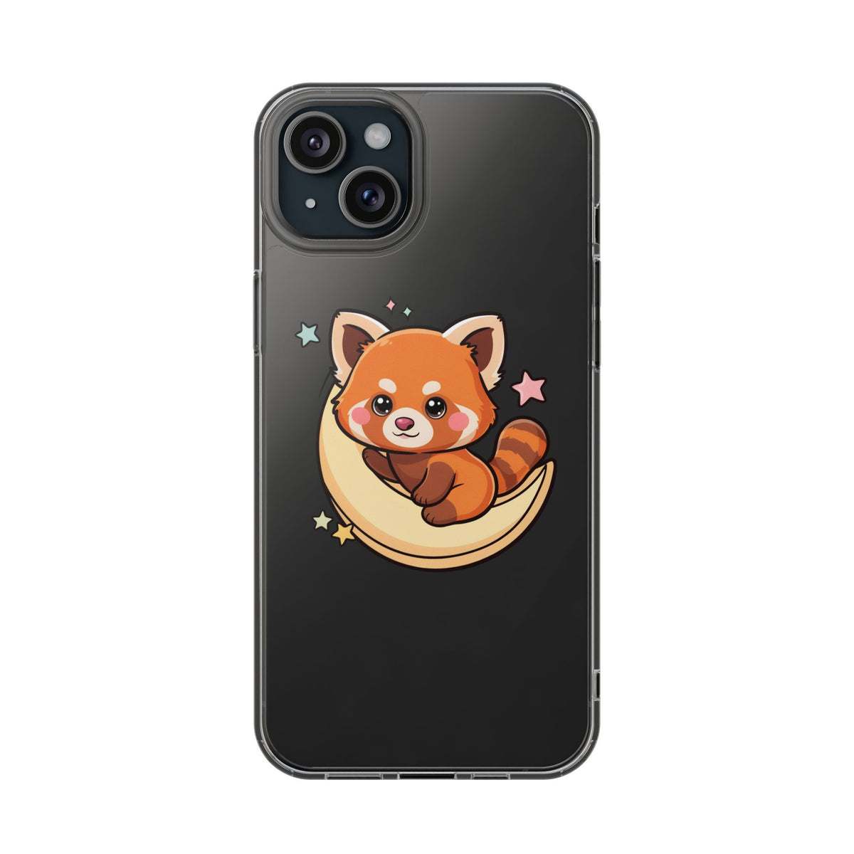 Red Panda Phone Case, Kawaii Moon Companion