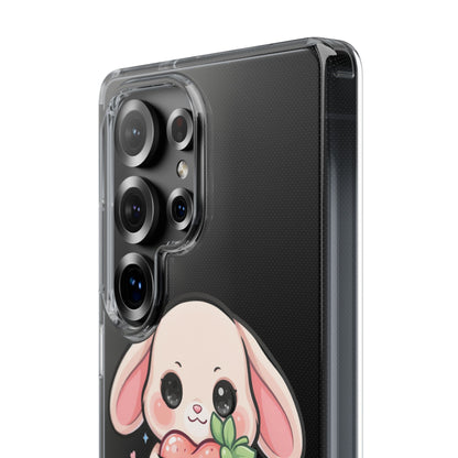 Kawaii Bunny Strawberry Phone Case, Clear Impact-Resistant
