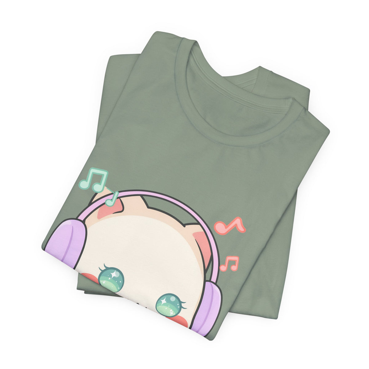 Kawaii Cat Music Lover T-Shirt, Cute Headphone Kitty Tee