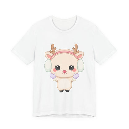 Kawaii Reindeer T-Shirt, Cute Winter Animal Tee