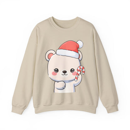 Kawaii Polar Bear Christmas Sweatshirt, Santa Cub Crewneck