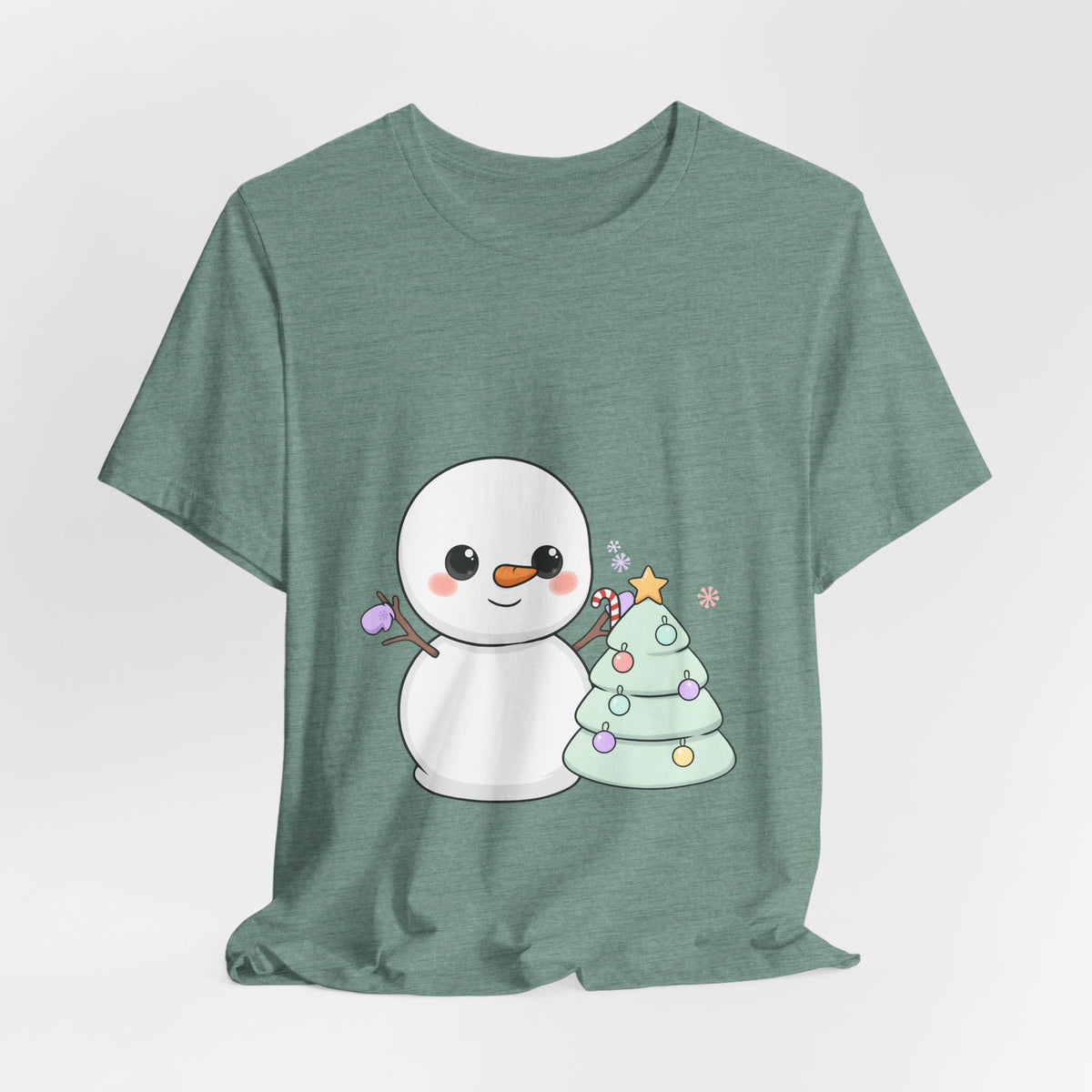Kawaii Snowman Christmas T-Shirt for Festive Outfits