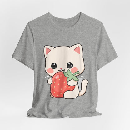 Kawaii Cat Strawberry T-Shirt, Cute Cat Lover Gift