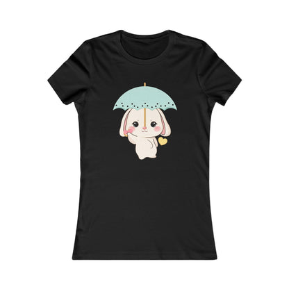 Kawaii Bunny T-Shirt: Sweet Umbrella Day