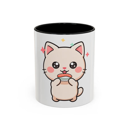 Kawaii Cat Sushi Mug, Cute Accent Coffee Mug