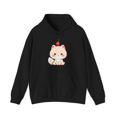 Kawaii Arctic Fox Christmas Hoodie, Unisex Heavy Blend