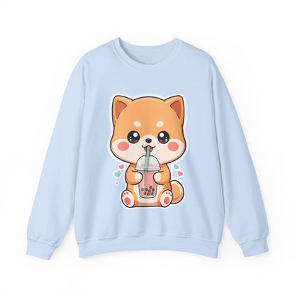 Kawaii Shiba Inu Bubble Tea Sweatshirt, Cute Dog Gift