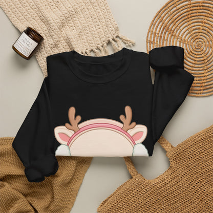 Kawaii Reindeer Sweatshirt, Cute Winter Crewneck
