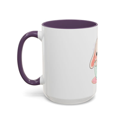 Kawaii Bunny Accent Coffee Mug, Cute Gift for Bunny Lovers