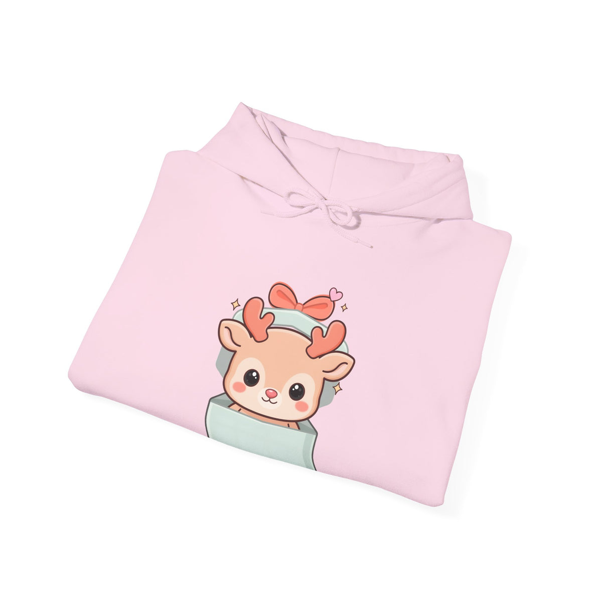 Kawaii Reindeer Hoodie, Gift Box Christmas Sweatshirt