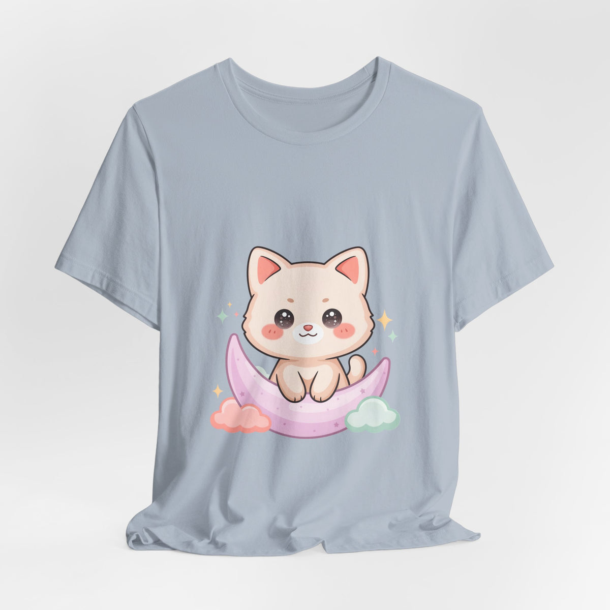 Kawaii Cat Moon T-Shirt for Cozy Night Owls