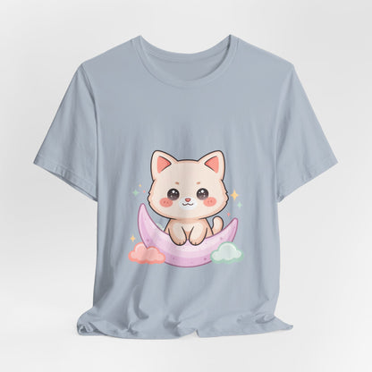 Kawaii Cat Moon T-Shirt for Cozy Night Owls