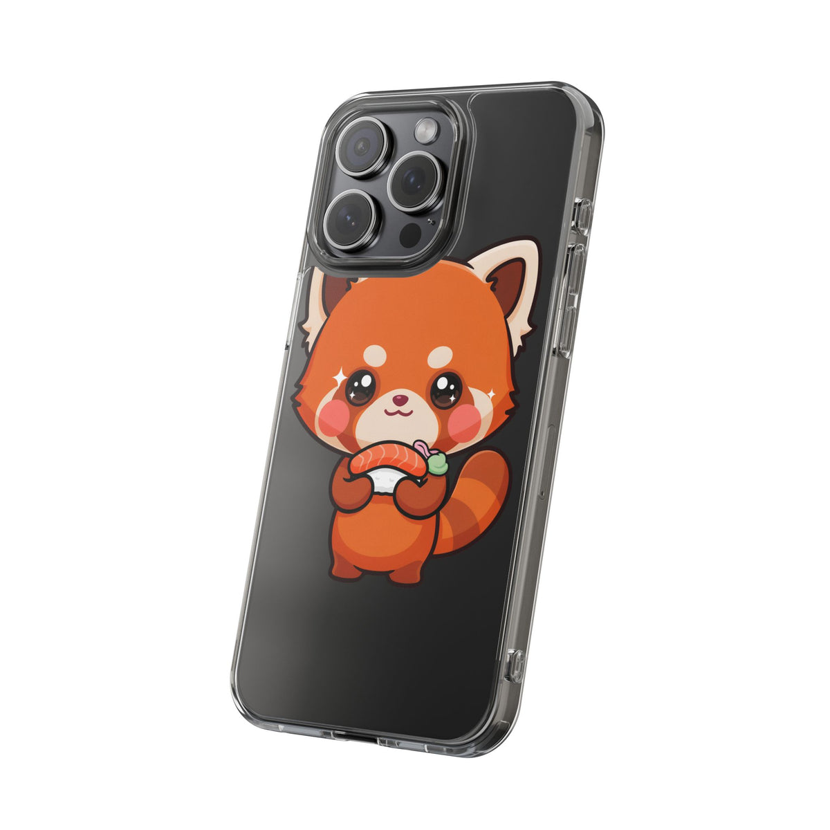 Red Panda Sushi Phone Case, Cute Kawaii Clear Case