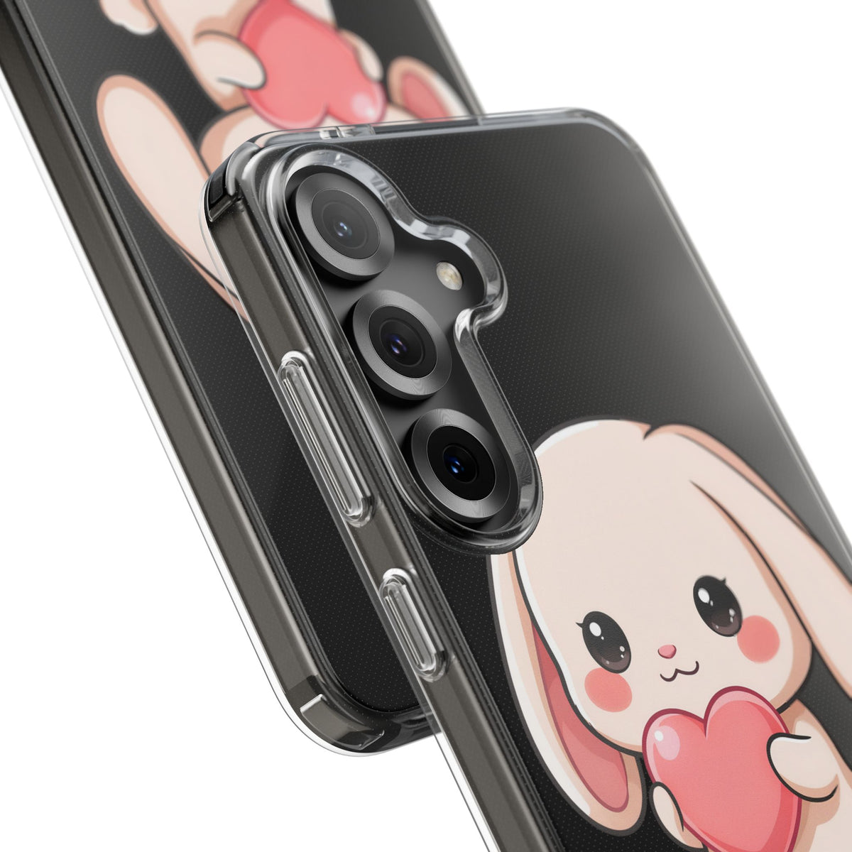Kawaii Bunny Clear Phone Case with Heart