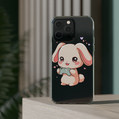Kawaii Bunny Gamer Clear Impact-Resistant Phone Case