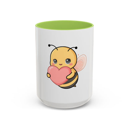 Kawaii Bee Accent Coffee Mug with Pink Heart