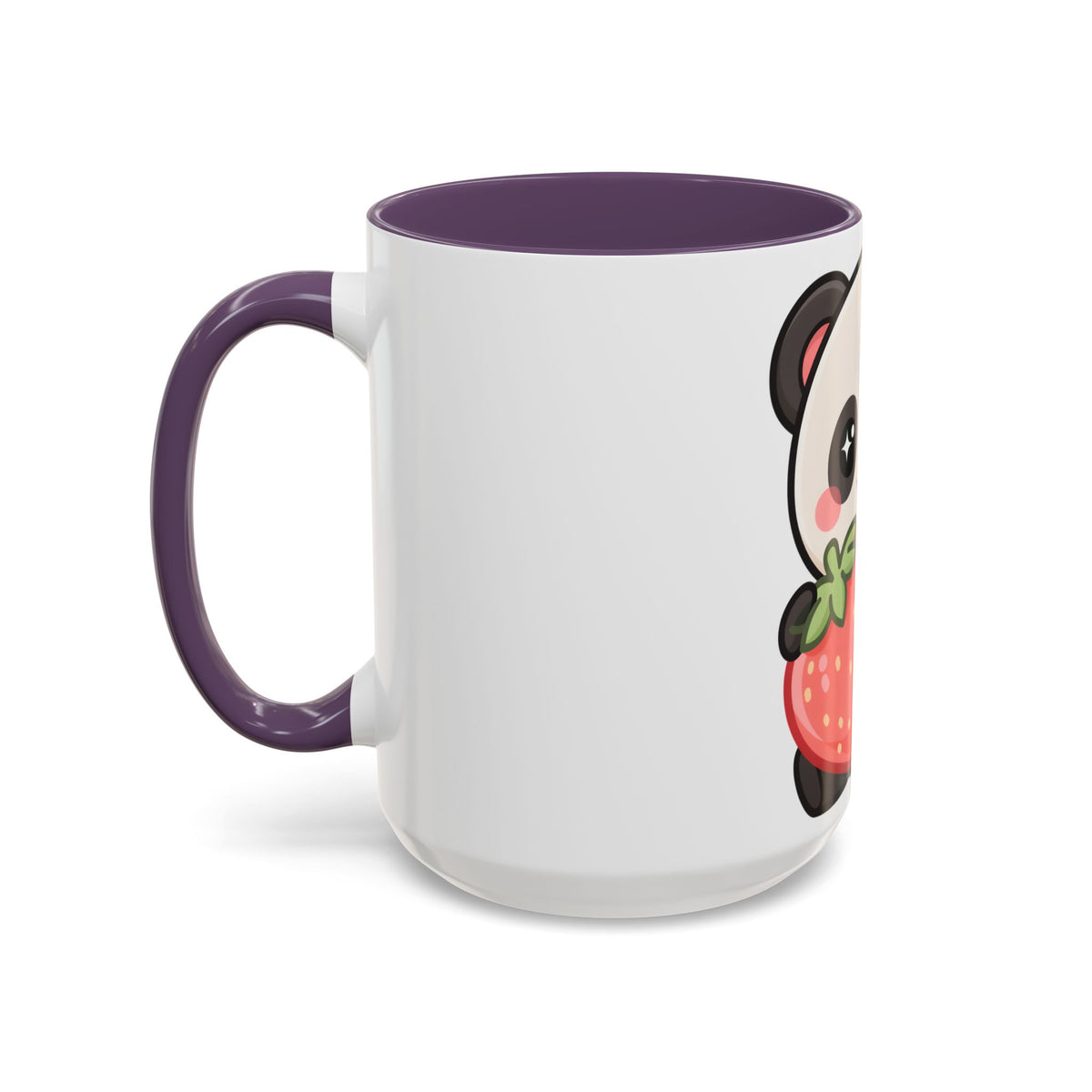 Kawaii Panda Accent Coffee Mug, Strawberry Lover Gift