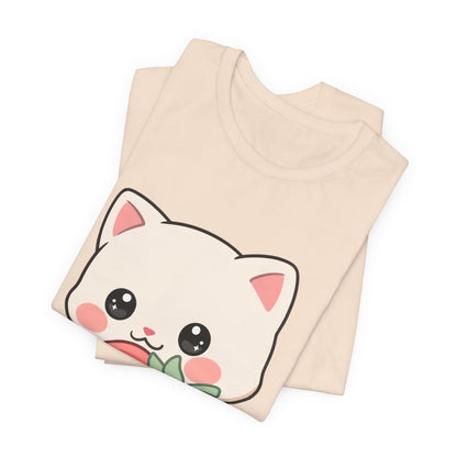 Kawaii Cat Strawberry T-Shirt, Cute Cat Lover Gift