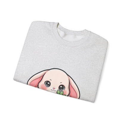 Kawaii Bunny Sweatshirt Hugging a Strawberry