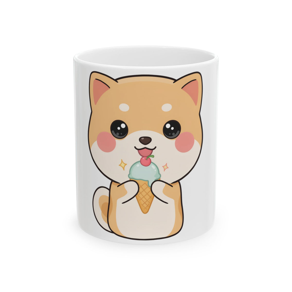 Kawaii Shiba Inu Mug – Cute Ice Cream Dog Ceramic Cup