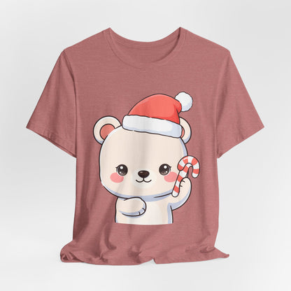 Kawaii Polar Bear Christmas Tee, Cute Holiday Gift
