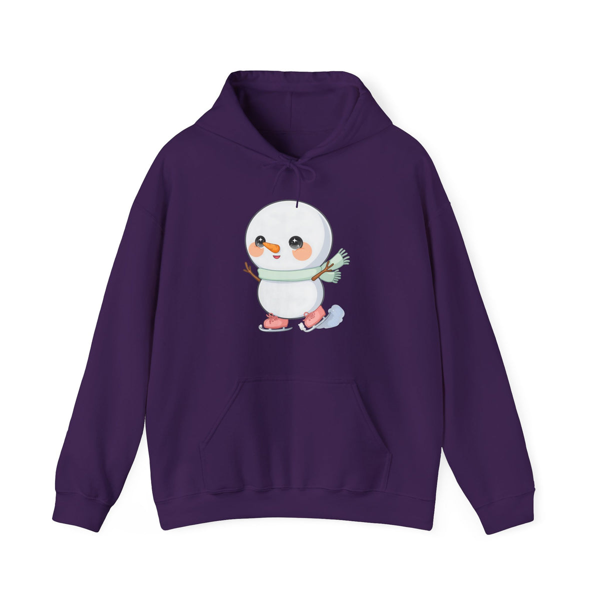 Kawaii Snowman Hoodie, Cute Ice Skating Winter Sweatshirt